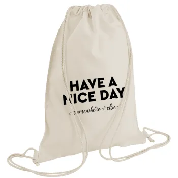 Have a nice day somewhere else, Τσάντα πλάτης πουγκί GYMBAG natural (28x40cm)