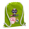 Τσάντα πλάτης πουγκί GYMBAG LIME GREEN, με τσέπη (40x48cm) & χονδρά κορδόνια