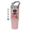 ΡΟΖ Travel Tumbler Θερμός με χερούλι και καλαμάκι 890ml