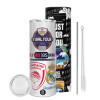 Tumbler ποτήρι θερμό από ανοξείδωτο ατσάλι 600ml, με μεταλλικό καλαμάκι & βούρτσα καθαρισμού