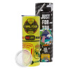 Neon Yellow Travel Tumbler θερμό, μεταλλικό καλαμάκι(Ανωξείδωτο 304 Food grade, BPA free, 600ml)