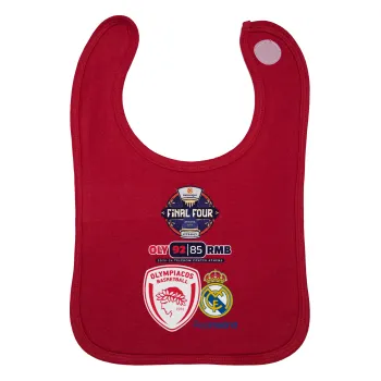 Olympiacos B.C. Euroleague Final 4 2025-26, Σαλιάρα με Σκρατς Κόκκινη 100% Organic Cotton (0-18 months)