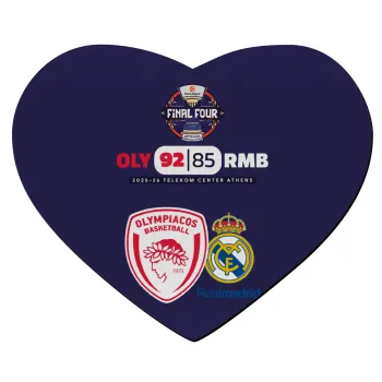 Olympiacos B.C. Euroleague Final 4 2025-26, Mousepad heart 23x20cm