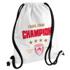 Backpack pouch GYMBAG white, with pocket (40x48cm) & thick cords