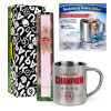 Easter Set, metallic thermal cup (300ml) & aromatic flat Easter candle (30cm) (PINK)