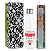 Easter candle, metallic white thermos bottle (500ml) & aromatic flat candle (30cm) (GRAY)