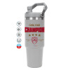 ΓΚΡΙ Travel Tumbler Θερμός με χερούλι και καλαμάκι 890ml