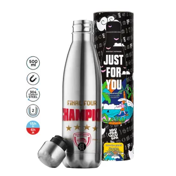 Olympiacos B.C. Final 4 2025-26, Inox (Stainless steel) double-walled metal mug, 500ml
