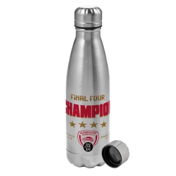 Olympiacos B.C. Final 4 2025-26, Metallic water bottle, stainless steel, 750ml