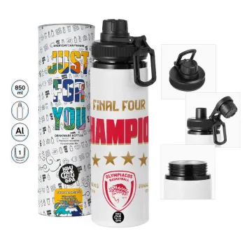Olympiacos B.C. Final 4 2025-26, Metal water bottle with safety cap, aluminum 850ml