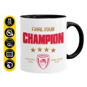 Olympiacos B.C. Final 4 2025-26, Mug colored black, ceramic, 330ml