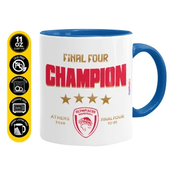 Olympiacos B.C. Final 4 2025-26, Mug colored blue, ceramic, 330ml