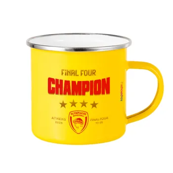 Olympiacos B.C. Final 4 2025-26, Yellow Enamel Metallic Cup 360ml