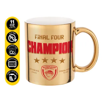Olympiacos B.C. Final 4 2025-26, Mug ceramic, gold mirror, 330ml