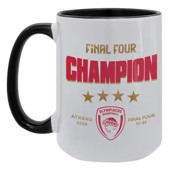 Olympiacos B.C. Final 4 2025-26, Κούπα Mega 15oz, κεραμική Μαύρη, 450ml