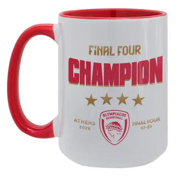 Olympiacos B.C. Final 4 2025-26, Κούπα Mega 15oz, κεραμική Κόκκινη, 450ml