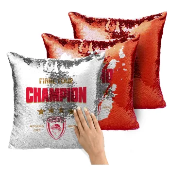 Olympiacos B.C. Final 4 2025-26, Μαξιλάρι καναπέ Μαγικό Κόκκινο με πούλιες 40x40cm περιέχεται το γέμισμα