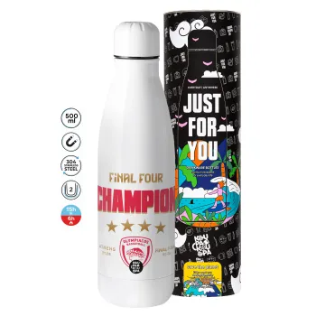Olympiacos B.C. Final 4 2025-26, Μεταλλικό παγούρι θερμός (Stainless steel), 500ml