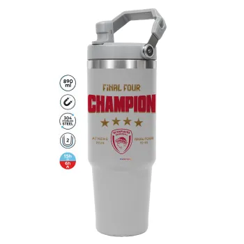 Olympiacos B.C. Final 4 2025-26, GREY Travel Tumbler with Handle 890ml