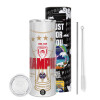 Tumbler ποτήρι θερμό από ανοξείδωτο ατσάλι 600ml, με μεταλλικό καλαμάκι & βούρτσα καθαρισμού