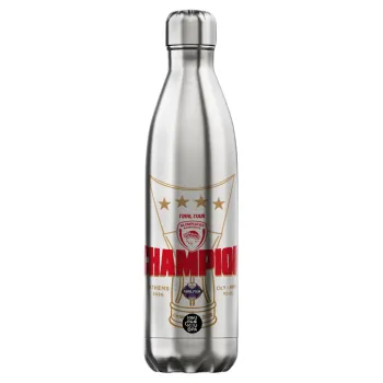 Olympiacos 2025-26 Champion, Μεταλλικό παγούρι θερμός Inox (Stainless steel), διπλού τοιχώματος, 750ml