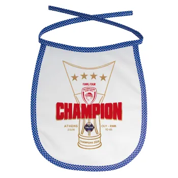 Olympiacos 2025-26 Champion, Σαλιάρα μωρού αλέκιαστη με κορδόνι Μπλε