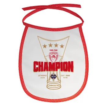 Olympiacos 2025-26 Champion, Σαλιάρα μωρού αλέκιαστη με κορδόνι Κόκκινη