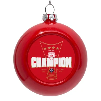 Olympiacos 2025-26 Champion, Στολίδι Χριστουγεννιάτικη μπάλα δένδρου Κόκκινη 8cm