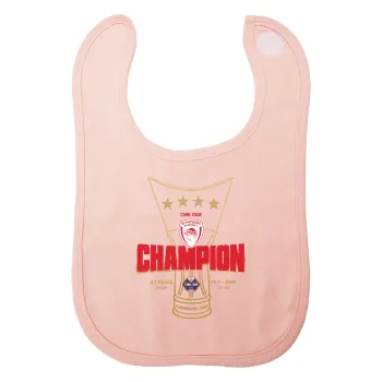 Olympiacos 2025-26 Champion, Σαλιάρα με Σκρατς ΡΟΖ 100% Organic Cotton (0-18 months)