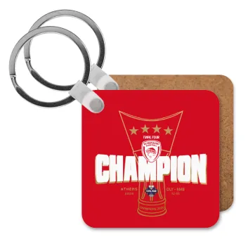 Olympiacos 2025-26 Champion, Μπρελόκ Ξύλινο τετράγωνο MDF