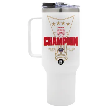 Olympiacos 2025-26 Champion, Mega Tumbler με καπάκι, διπλού τοιχώματος (θερμό) 1,2L