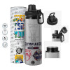 Metallic water bottle with safety cap, 850ml aluminum