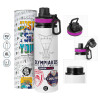 Metallic water bottle with safety lid, 850ml aluminum