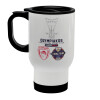Stainless steel travel mug with lid, double wall white 450ml