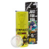 Neon Yellow Travel Tumbler, with metal straw (Stainless steel 304 Food grade, BPA free, 600ml)