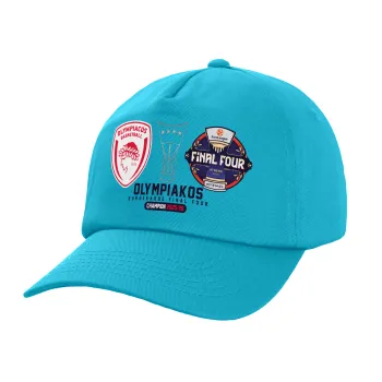 OLY B.C. Champion Final Four, Καπέλο Ενηλίκων Baseball, 100% Βαμβακερό,  Γαλάζιο (ΒΑΜΒΑΚΕΡΟ, ΕΝΗΛΙΚΩΝ, UNISEX, ONE SIZE)