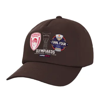 OLY B.C. Champion Final Four, Καπέλο Ενηλίκων Baseball, 100% Βαμβακερό, Chocolate, Καφέ (ΒΑΜΒΑΚΕΡΟ, ΕΝΗΛΙΚΩΝ, UNISEX, ONE SIZE)