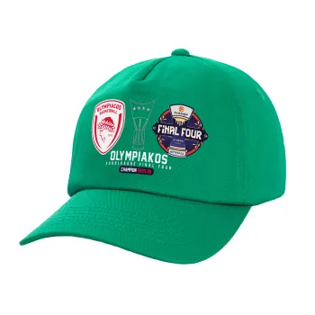 OLY B.C. Champion Final Four, Καπέλο Ενηλίκων Baseball, 100% Βαμβακερό,  Πράσινο (ΒΑΜΒΑΚΕΡΟ, ΕΝΗΛΙΚΩΝ, UNISEX, ONE SIZE)