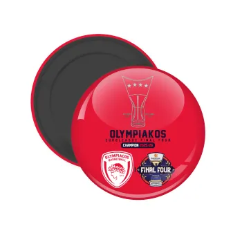 OLY B.C. Champion Final Four, Μαγνητάκι ψυγείου στρογγυλό διάστασης 5cm