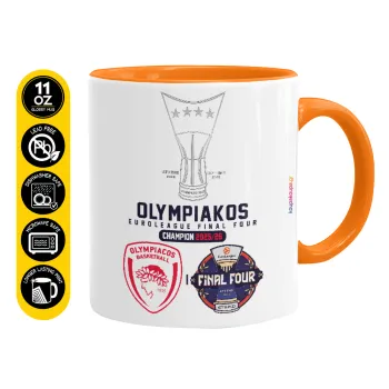 OLY B.C. Champion Final Four, Κούπα χρωματιστή πορτοκαλί, κεραμική, 330ml