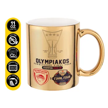 OLY B.C. Champion Final Four, Κούπα κεραμική, χρυσή καθρέπτης, 330ml