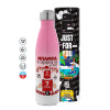 Metal mug thermos Pink/White (Stainless steel), double wall, 500ml