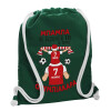 Backpack pouch GYMBAG BOTTLE GREEN, with pocket (40x48cm) & thick white cords