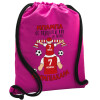 Backpack pouch GYMBAG Fuchsia, with pocket (40x48cm) & thick cords
