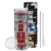 Tumbler stainless steel Silver 600ml, with metal straw & cleaning brush
