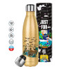 Glitter gold stainless steel thermos bottle, double-walled, 500ml
