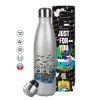 Metallic Glitter Silver Thermos Flask (Stainless steel), double-walled, 500ml