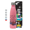 Metal mug thermos Pink Mat (Stainless steel), double wall, 500ml