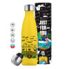 Yellow Stainless Steel Metallic Thermos, double-walled, 500ml