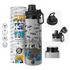 Metallic water bottle with safety cap, 850ml aluminum